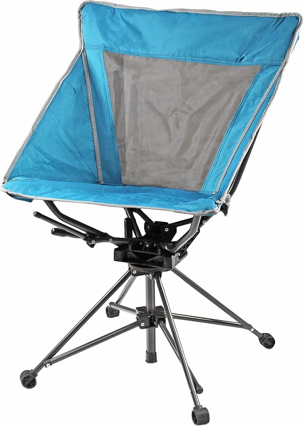 Garden Elements Camping Chair – Portable Outdoor Chair with 360° Swivel Tall Back Support Breathable Nylon Mesh Steel Frame Foldable Design with Carrying Case – Teal