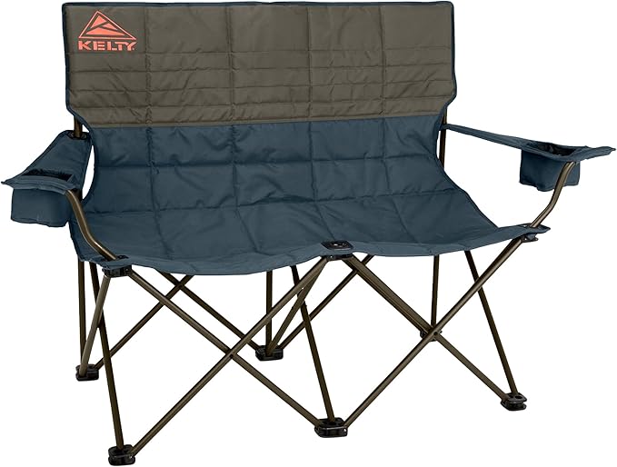 Kelty Loveseat Oversized 2-Person Heavy Duty Folding Camp Chair Double Seat for Soccer Games Tailgating Beach Days (Regular Height/Dark Shadow)