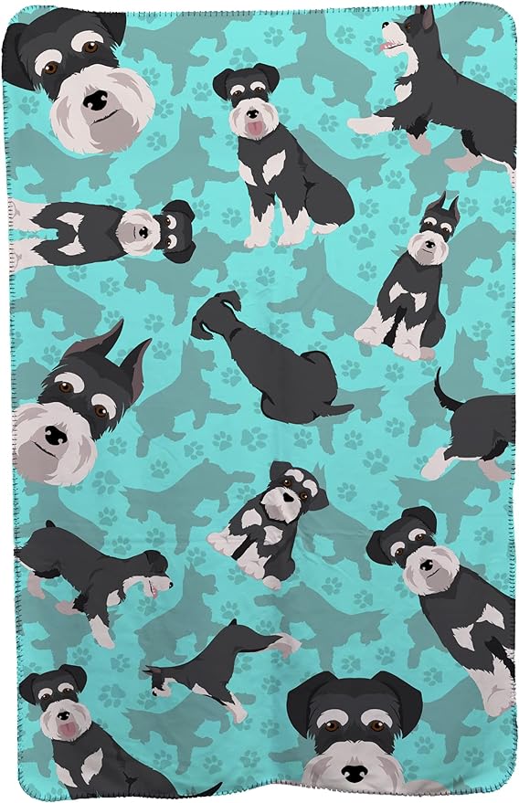 Caroline's Treasures MLM1059TBLT Black and Silver Schnauzer Soft Travel Blanket with Bag Airplane Blanket Indoor Outdoor Camping Blanket for Traveling Picnics Beach Trips Concerts