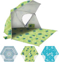 OutdoorMaster Pop Up Beach Umbrella Portable Beach Tent Shelter Beach Shade Sun Canopy with UPF 50+ UV Protection Extendable Floor with Carrying Bag