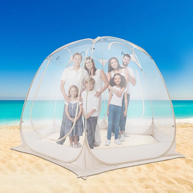 Pop Up Bubble Tent Clear PVC Champagne Color 3M Outdoor Camping Shelter with Starry Sky Roof Instant Setup for Beach Garden Patio Parties