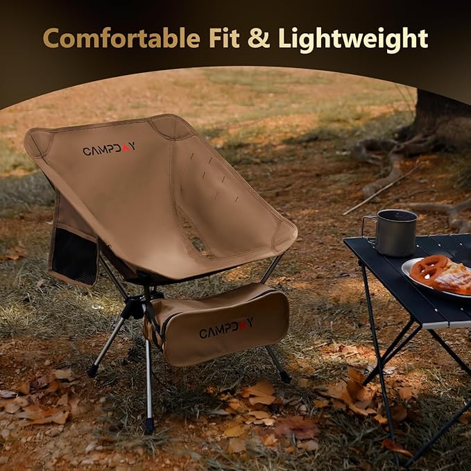 Camping Chair Backpacking Portable Hiking Ultralight Small Lightweight Folding Chair for Outdoor Camp Beach Picnic Concert Supports 330lbs (Khaki1PCS)