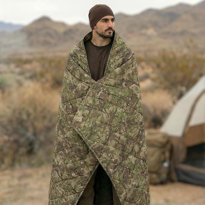 LOOGU Camo Blanket Waterproof Insulation Poncho Liner for Outdoor Camping Hiking Hunting Survival Backpacking Picnicking