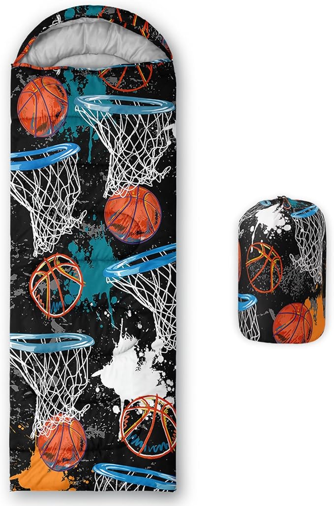 Axolotl Gamepad Sleeping Bag3 Season Warm and Cool Weather Game Console Sleeping Bag for Boys TeensWaterproof Lightweight Geometry Hexagonal Sleeping Bag for TravelingOutdoors CampingBlueBlack
