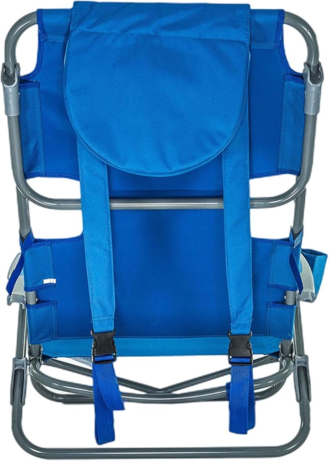 Ostrich the Heavy-Duty Backpacker Portable Beach Chair with Face Hole Adjustable Lounge Chair with Face Opening Cup Holder &amp 325lb Capacity Blue