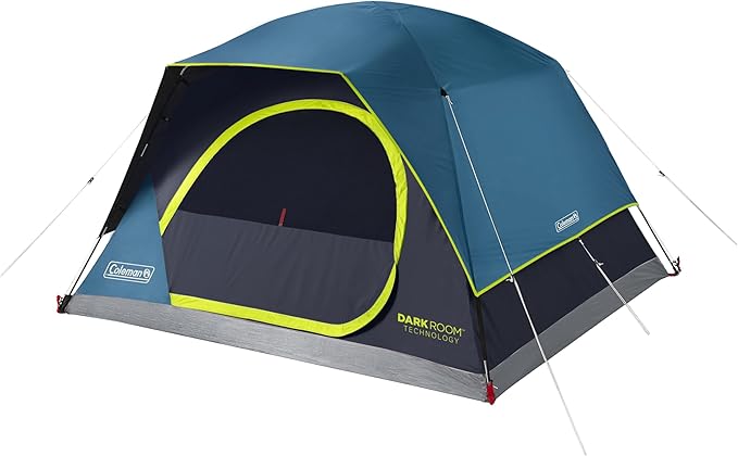 Coleman 4/6/8/10 Person Skydome Dark Room Tent with Rainfly 5 Minute Setup Blocks 90% of Sunlight 20% More Headroom Than Traditional Tents
