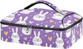 Casserole Carrier Purple Rabbit PatternInsulated Casserole Carrier for Hot or Cold Food Thermal Lunch Tote for Potluck Parties Picnic Beach Fits 9 x 13 Inches Baking Dish