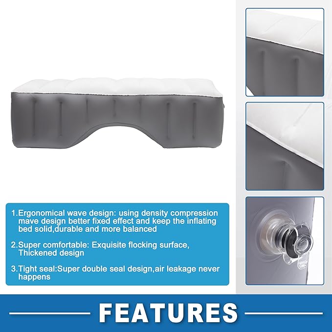 Car Mattress Sleeping Mat Comfortable Rear Seat Air Bed Gap Pad for Napping Travel
