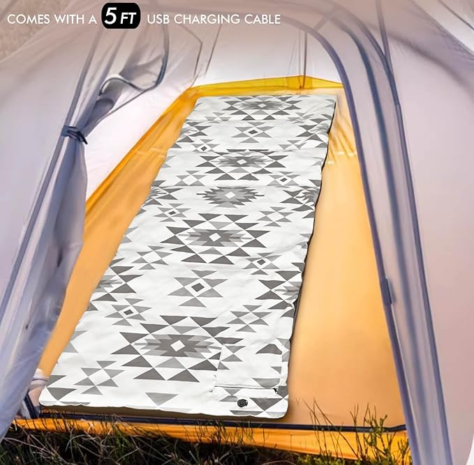 Heated Sleeping Bag pad 3 Adjustable Temperature Levels Operated by 5V/2A USB Power Supply (Bohemia 76 x 24)