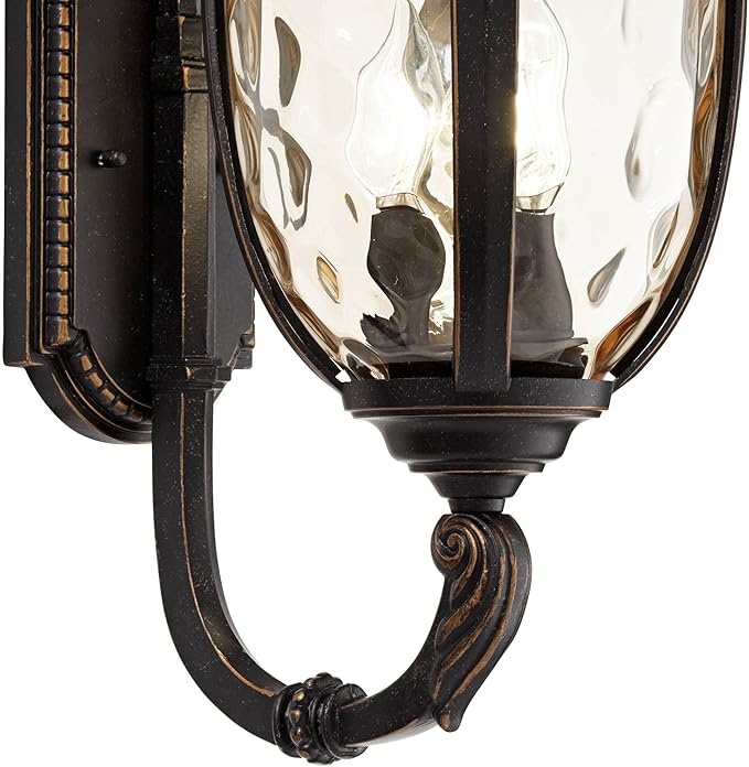 John Timberland Bellagio European Outdoor Wall Light Fixture Sconce Bronze Aluminum 21 Hammered Glass Decor for Exterior House Porch Patio Outside Deck Garage Yard Front Door Garden Home