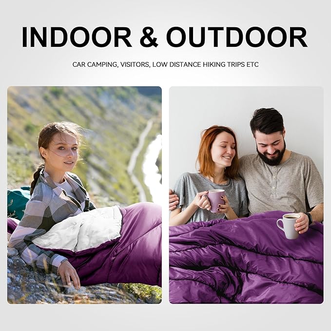 Sleeping Bags for Adults Cold Weather &amp WarmBackpacking Camping Sleeping Bag for Tall Girls BoysLightweightCompactWaterproof Camping Gear for TravelingHikingHotelOutdoor &amp Indoor