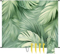 Waterproof Sandproof Beach Blanket 59''×68'' Coconut Leaves Polyester Outdoor Picnic Blanket with 4 Stakes &amp Storage Bag for BeachCampingVacation Winter Green