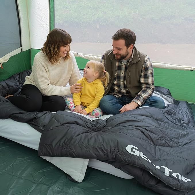 GEERTOP Double Camping Sleeping Bag with Blanket Queen Size Two Person Sleeping Bag for Adults Couples or Family Outdoor Backpacking Travel