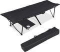 YSSOA Folding Camping Cot with Table for Adults Portable and Lightweight Sleeping Bed for Outdoor Traveling Hiking Easy to Set up Black