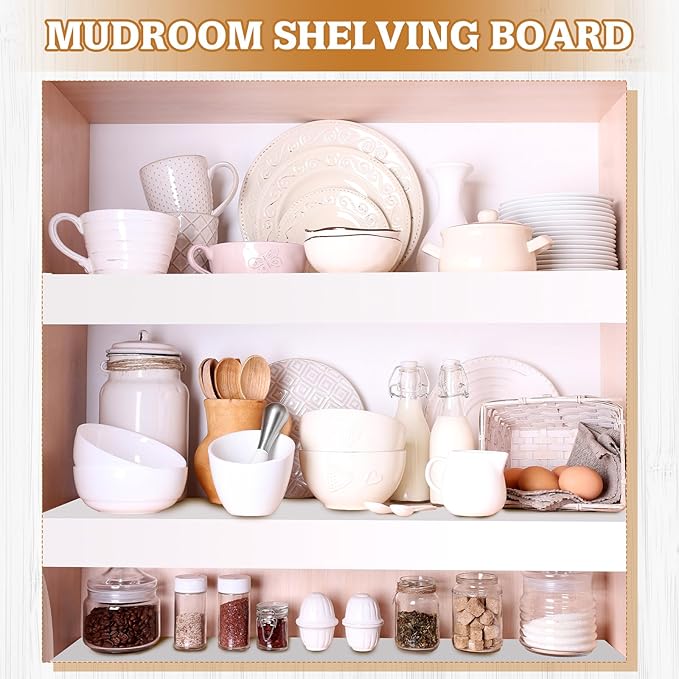 Hoolerry 3 Pcs 33 x 16 Inch Foamed PVC Wire Rack Covers for Removable Closet Decoration(Not Wood) Don't Bear Too Much Weight Pantry Shelves Covers for Bathroom Kitchen Shelving(White