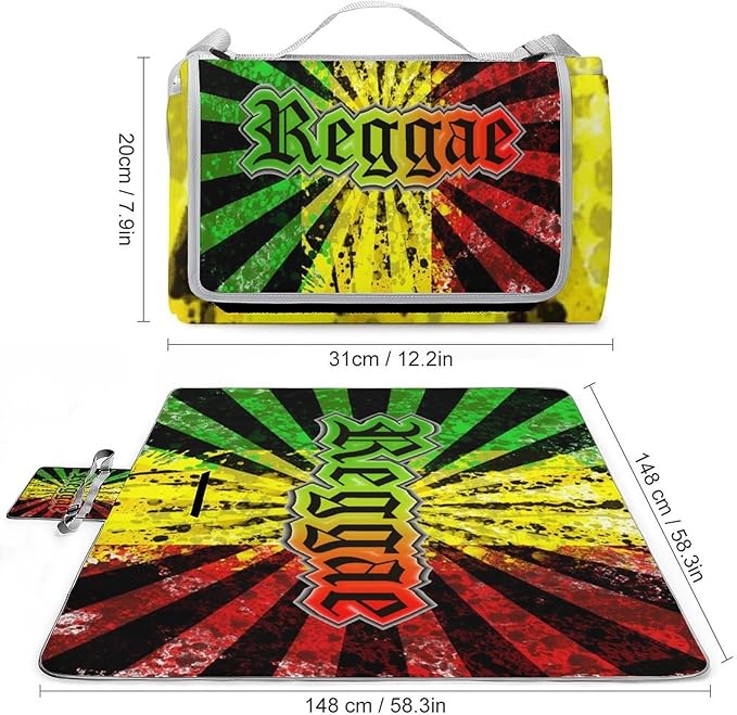 Marijuana Leaves Rasta Lion Cannabis Waterproof Outdoor Picnic Blanket Sandproof Beach Mat for Camping Hiking Grass Travelling