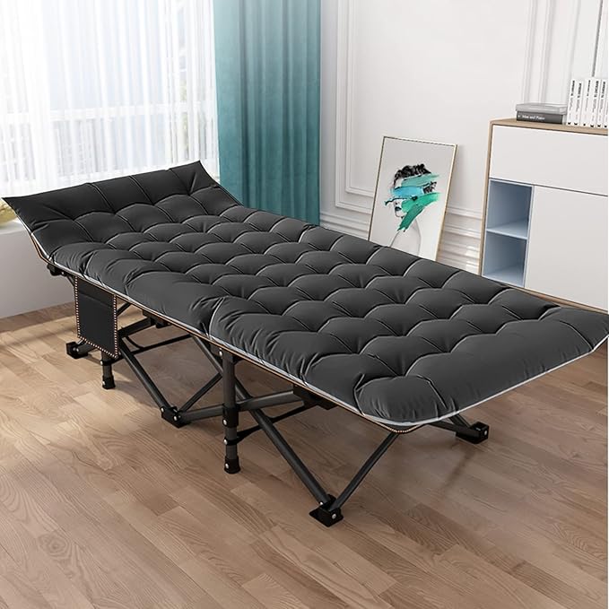 NAIZEA Folding Camping Cots for Adults Portable Cot with Mattress Heavy Duty Outdoor Bed with Carry Bag 1200d Oxford Cloth Sleeping Cots for Camping Office Nap Home Guest Beach Travel
