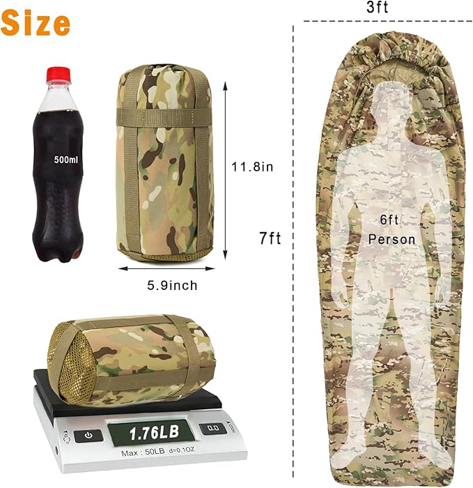 MT Military Nanovee Bivy Cover – Lightweight Army Modular Sleeping Bag System Shell Summer Sleeping Gear or Layered Cold Weather Protection