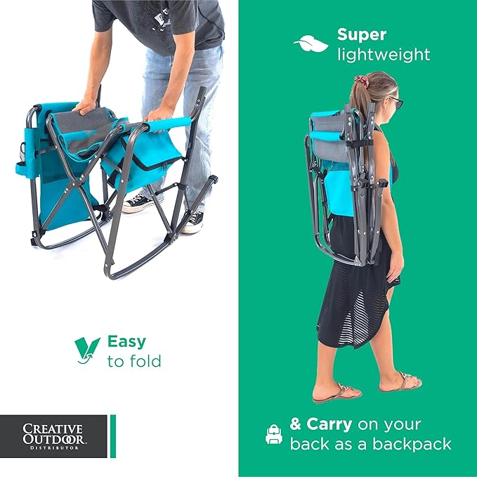 Creative Outdoor Collapsible Folding Rocking Director Chair | Camping Picnic Beach &amp Patio