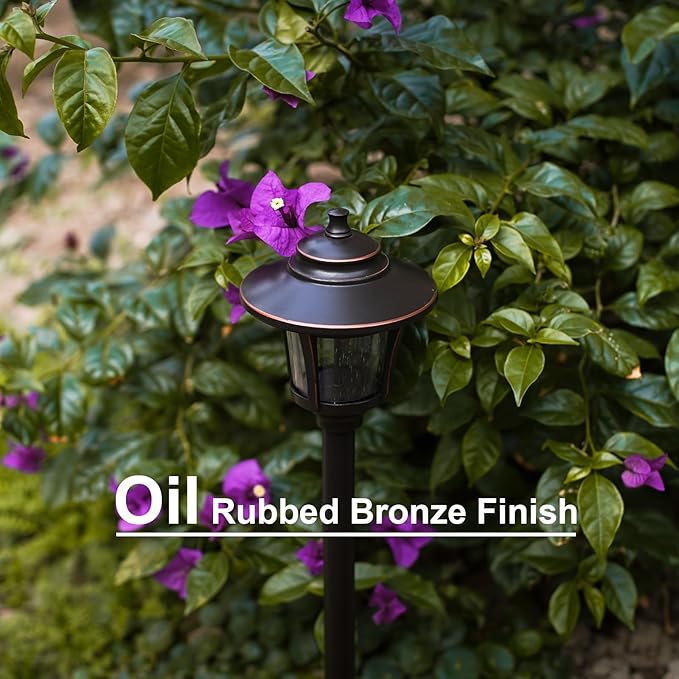 GOODSMANN Low Voltage Landscape Lighting Oil Rubbed Bronze 2PK Path Lights Low Voltage 3W LED 120 Lumen 3000K Warm White with Cable Connectors