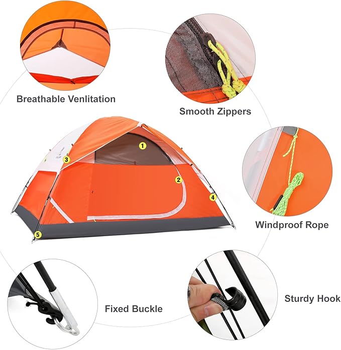CAMEL CROWN 4/6 Person Tent Waterproof Lightweight Portable Backpacking Tent for Outdoor Camping Hiking