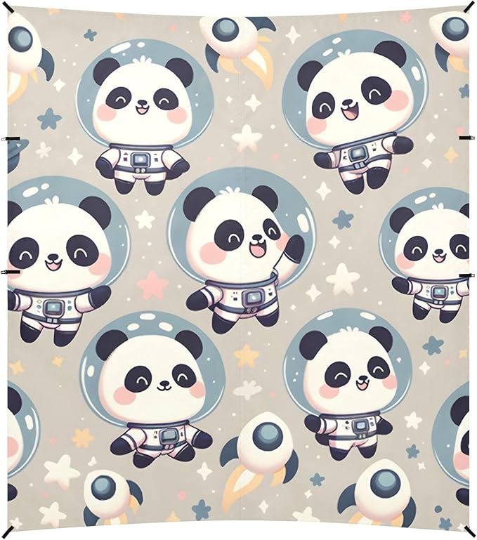 Cute Astronaut Panda Camping Sun Shelter Beach Tent Portable Beach Sun Shade Outdoor Canopy for Camping Trips Fishing Picnic