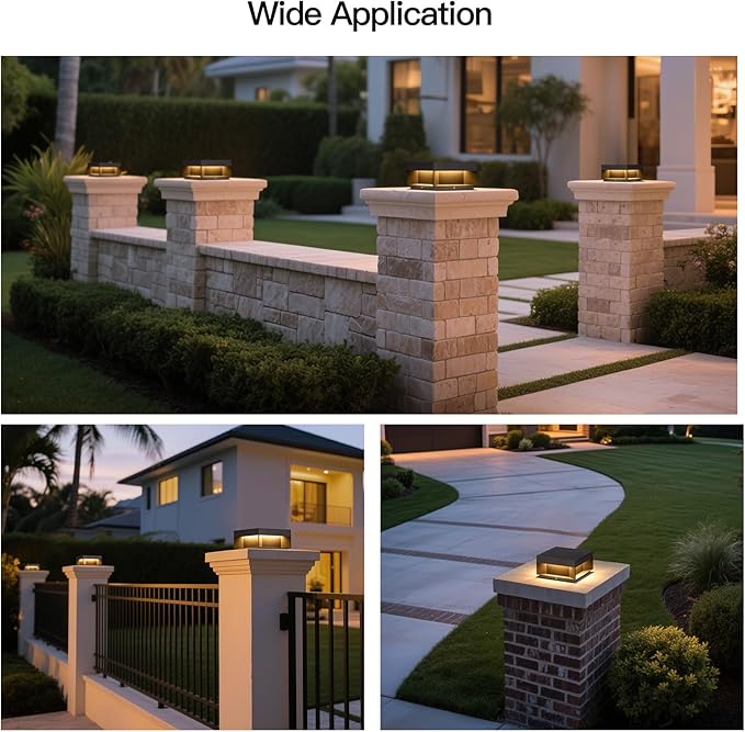 Outdoor Post Lights Hard Wired 7.9 AC100-240V Column Lights Waterproof Modern Pillar Light 3000K Fence Post Cap Light Deck LED Lamp Landscape Lighting for Patio Garden Yard Gate Posts