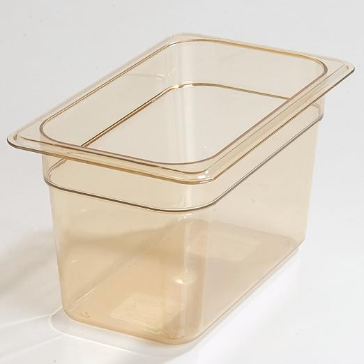 Carlisle FoodService Products StorPlus High-Heat 1/6-Size Food Pan 6 Deep Food Storage Container with 4 Quart Capacity High Heat Plastic 1/6 Size Amber (Pack of 6)