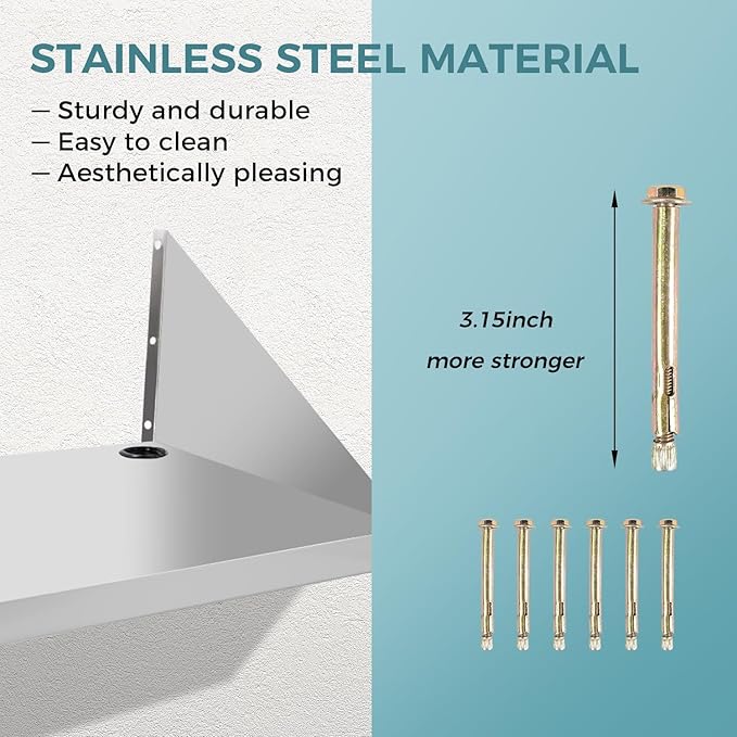 YWTESCH Microwave Shelf Wall Mount 15 x 20 Stainless Steel Commercial Heavy Duty Microwave Shelf 200 lb Commercial Microwave Rack for Restaurant Kitchen Bar and Shop