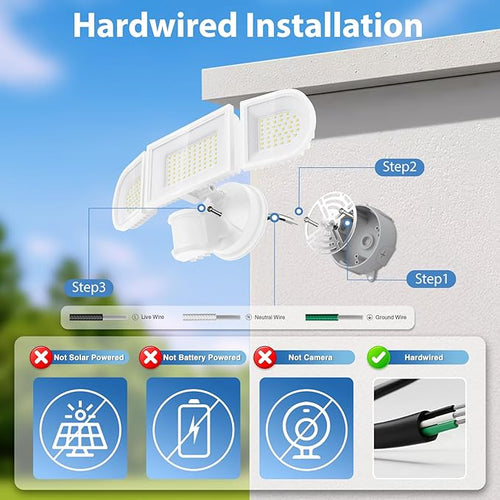 150W Motion Sensor Lights Outdoor for Outside 15000LM LED Flood Lights Outdoor Wired Dusk to Dawn Exterior Security Floodlight Fixture Waterproof IP65 Outdoor Lighting for House Garage 2 Pack