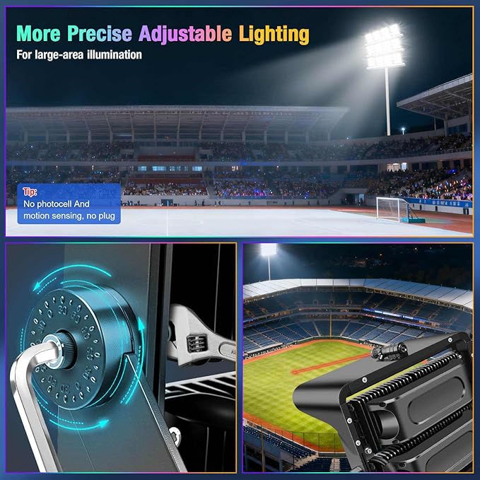 ledmo 750W Dimmable LED High Mast Stadium Light Outdoor 90000LM Super Bright Floodlight Commercial 100-277V 5000K Daylight IP66 Adjustable Waterproof Arena Lighting for Sport Court