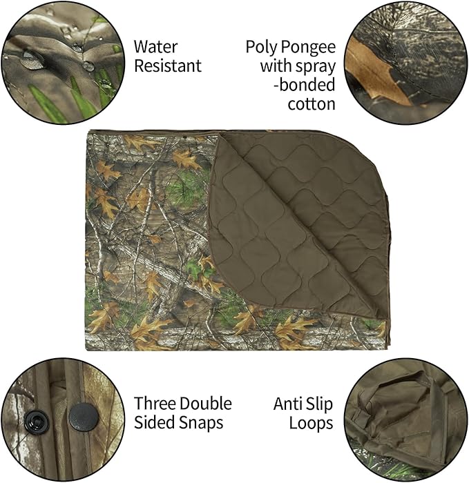 LOOGU Camo Blanket Waterproof Insulation Poncho Liner for Outdoor Camping Hiking Hunting Survival Backpacking Picnicking