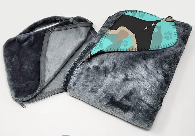 Caroline's Treasures MLM1051TBLT Black and Silver German Shepherd Soft Travel Blanket with Bag Airplane Blanket Indoor Outdoor Camping Blanket for Traveling Picnics Beach Trips Concerts