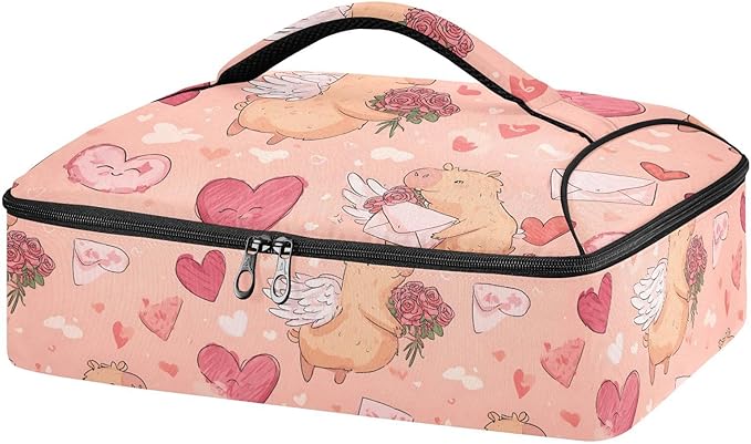 Casserole Carrier Seamless Pattern Cute CapybarasInsulated Casserole Carrier for Hot or Cold Food Thermal Lunch Tote for Potluck Parties Picnic Beach Fits 9 x 13 Inches Baking Dish