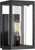 Beionxii Dusk to Dawn Outdoor Wall Sconces Modern Exterior Porch Light Wall Mount Lantern Black Cast Aluminum w/Clear Cylinder Glass - A291W-1PK