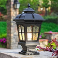Outdoor Column Lights Waterproof Post Lights Fixture Aluminium Glass Modern Pillar ations for Patio Villa Garden Fence E26 Black