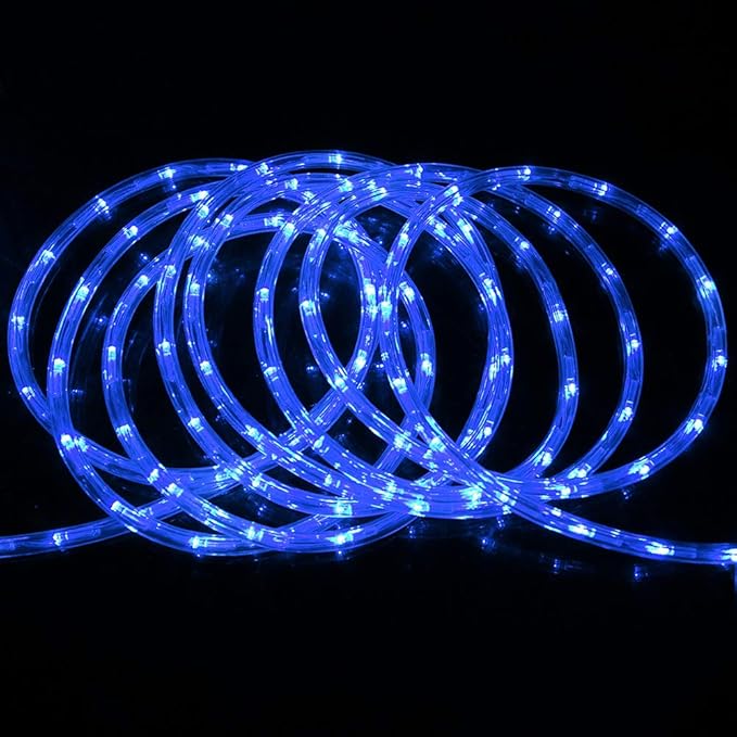 50ft 360 LED Waterproof Rope Lights 110V Connectable Indoor Outdoor Blue Rope Lights for Outside Deck Patio Pool Camping Bedroom Decor Landscape Lighting and More (Blue)