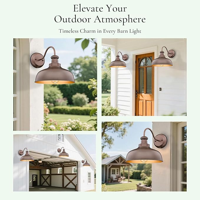 Outdoor Farmhouse Barn Light Outside Wall Sconce Weather Resistant Anti-Rust Farmhouse Exterior Wall Light Outdoor Lantern Lamp for Porch Garage Patio Entryway(Oil-Rubbed Bronze 4 Pack)