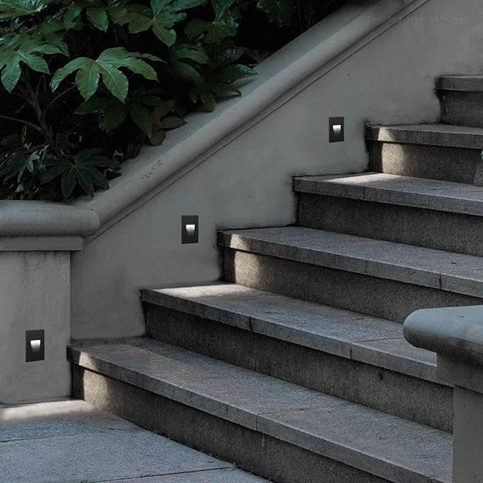 LEONLITE 3CCT 120V LED Step Lights 3.5W 150LM 5%-100% Dimmable Indoor Outdoor Waterproof Vertical Stair Light 3000K/4000K/5000K Selectable CRI90 ETL Aluminum Oil Rubbed Bronze Pack of 6