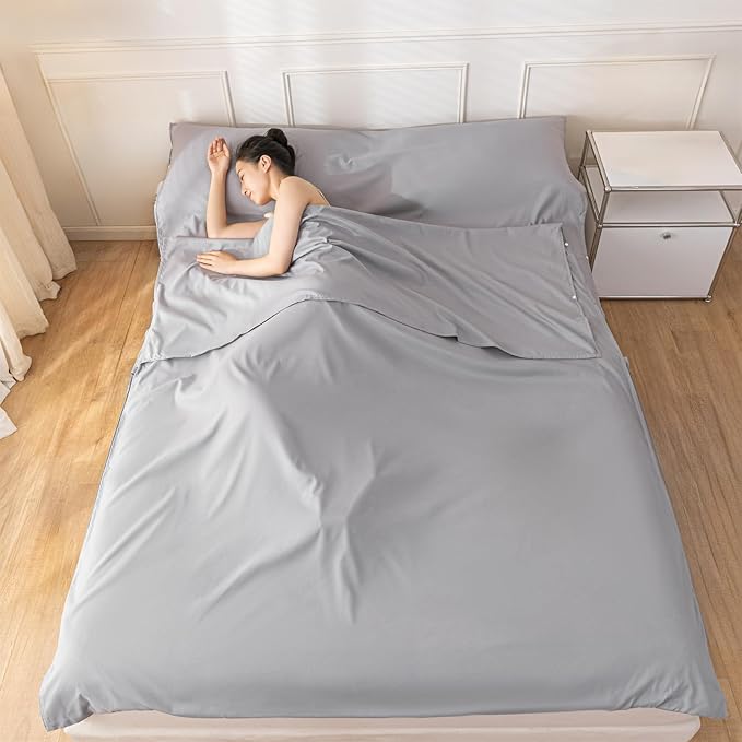 Sleeping Bag Liner Sleep Sack Travel Washed Cotton Sheets for Hotel Bags for Adults Liners Lightweight Single &amp Double Camping Sleeping Inner Hostel Fresh Back Hiking Bed