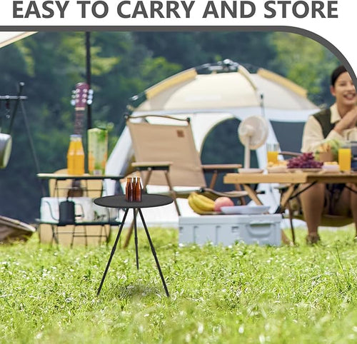 1pc Compact Round Folding Table for Camping Portable Adjustable Height Lightweight Design for Picnics and Outdoor Activities Small Foldable Camping Table for Easy Storage
