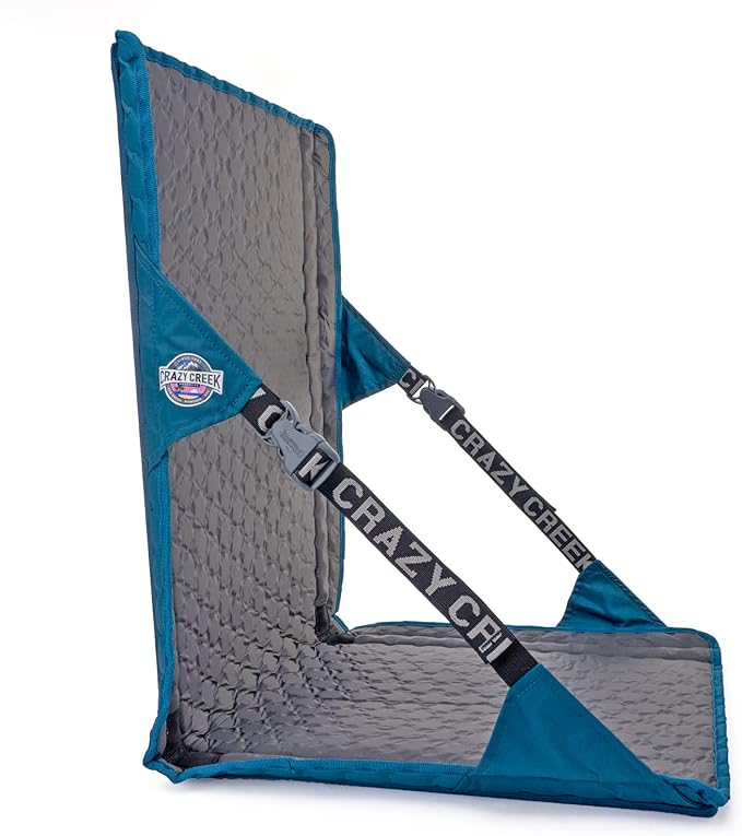 Crazy Creek HEX 2.0 LongBack Chair for Backpacking Camping and Stadium Use Extra Width &amp Back Height for Comfort 250 LBS Weight Capacity Adjustable Straps w/Rock Lockster (R) Buckles