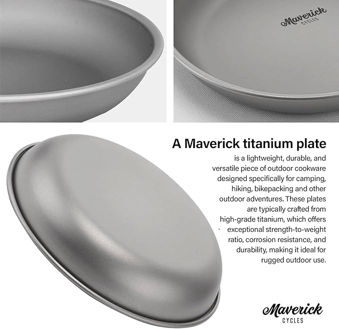 Ti Camping Plate Lightweight Plate for Hiking Backpacking Small Silver