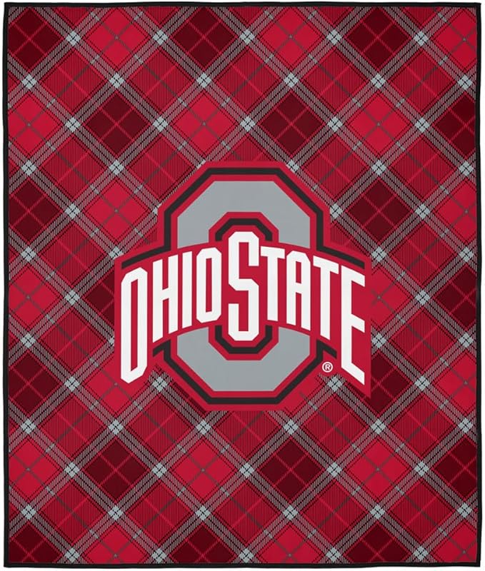 LOGOVISION The Ohio State University Picnic Outdoor Blanket 50x60 Plaid Pattern Foldable Blanket for Picnic Beach Camping Park Tailgate