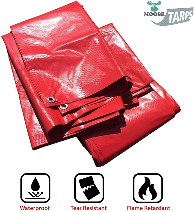 Heavy Duty Tarp 100% Waterproof 12mil Thick PVC Vinyl Tent Tarp for Camping Multi-Purpose Thick Protective Cover Weather Proof Heavy Duty UV Resistant 20 Feet x 30 Feet Red