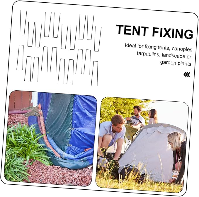 POPETPOP 50Pcs Heavy Duty U Shaped Ground Stakes for Gardening Durable Galvanized Landscape Nails for Securing Artificial Grass Tents and Outdoor Projects