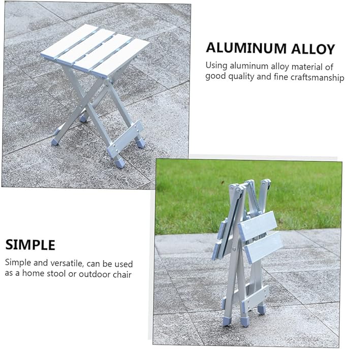 1Pc Lightweight Folding Stool Aluminum Alloy Design for Outdoor Camping Garden Fishing and Picnics Compact Portable with Weatherproof Surface
