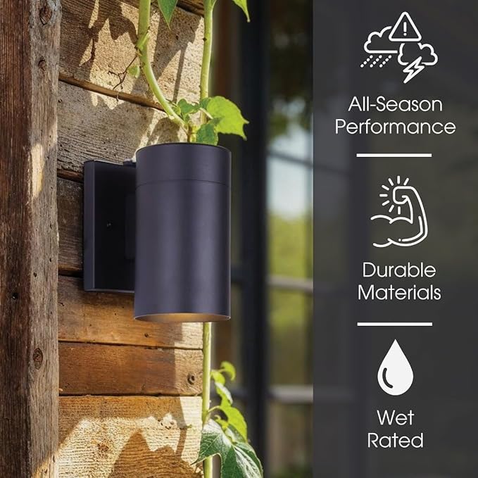 Canarm Nightsky 1-Light Outdoor Lantern Matte Black Wall Light with Easy Install Dark Sky Approved Durable Wet-Rated Outdoor Lighting