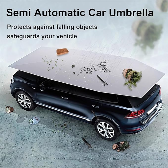 Fully Automatic Car Umbrella for Roof with Remote Universal Car Tent with Bracket 4.8M Portable Protection Carport Folded Cars Sun Shade Movable Canopy for Sedan SUV