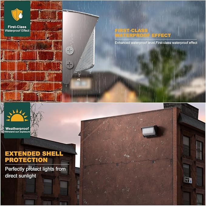 150W LED Wall Pack Lights 100-277v Dusk to Dawn with Photocell 22500Lm 5000K Daylight IP65 Waterproof Outdoor Exterior Lighting Energy Saving ETL | 5-Year Warranty(Height:10~20ft)-10Pack